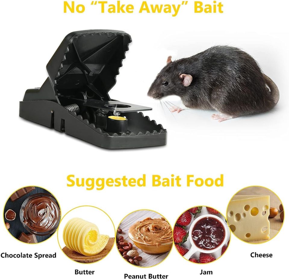 (Pack of 3) Plastic Mouse Trap Kill Fast Mice Rat Trap Reusable Mouse Snap Catcher for Home and Outdoor Use
