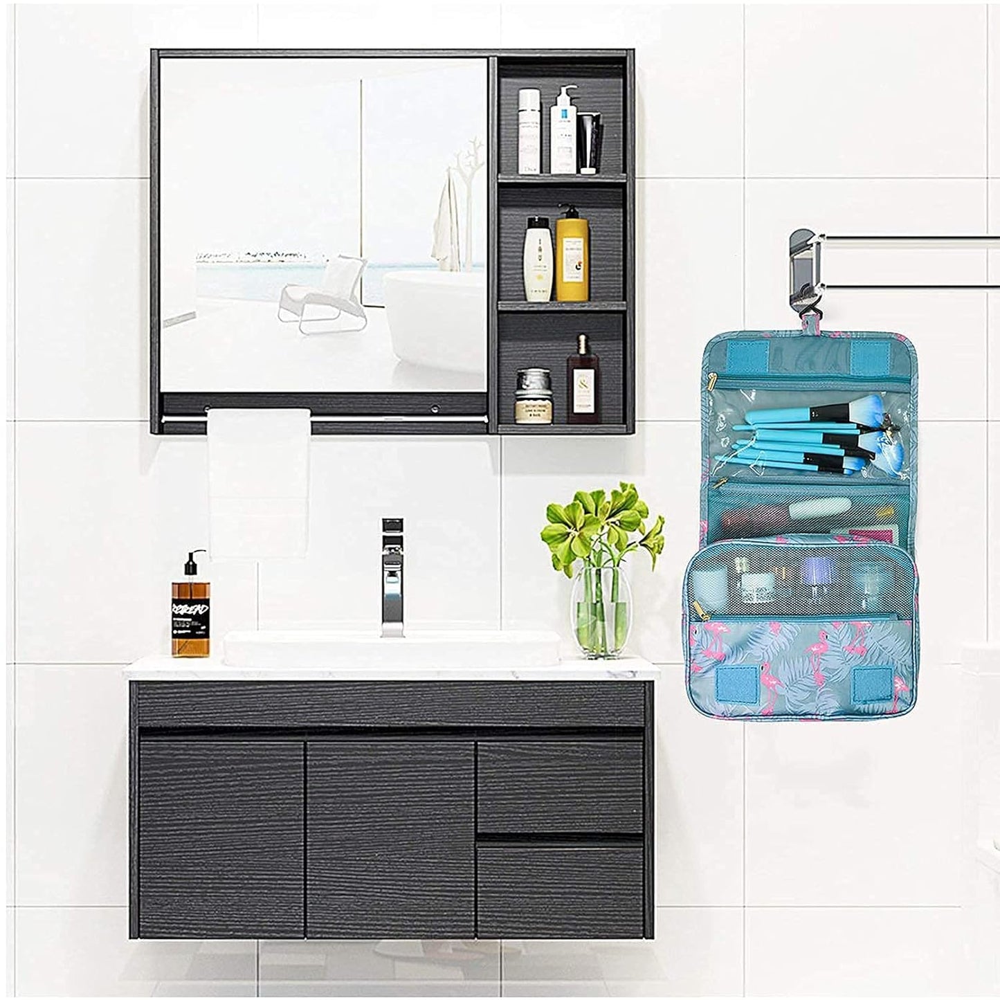 High Capacity Makeup Travel Bathroom Toiletries Wash Classification Hook Cosmetic Organizer Storage Bag for Women