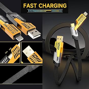 4-in-1 Multi USB Charging Cable – USB-C to USB-C, USB-C to Lightning, USB-A to USB-C, USB-A to Lightning | Fast PD Charger Cord for iPhone, iPad, Samsung, MacBook, Android Devices