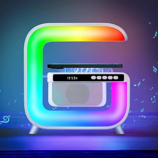 Atmosphere RGB G Lamp with Hi Fi Bluetooth Speaker and Wireless Charger for Home Decor