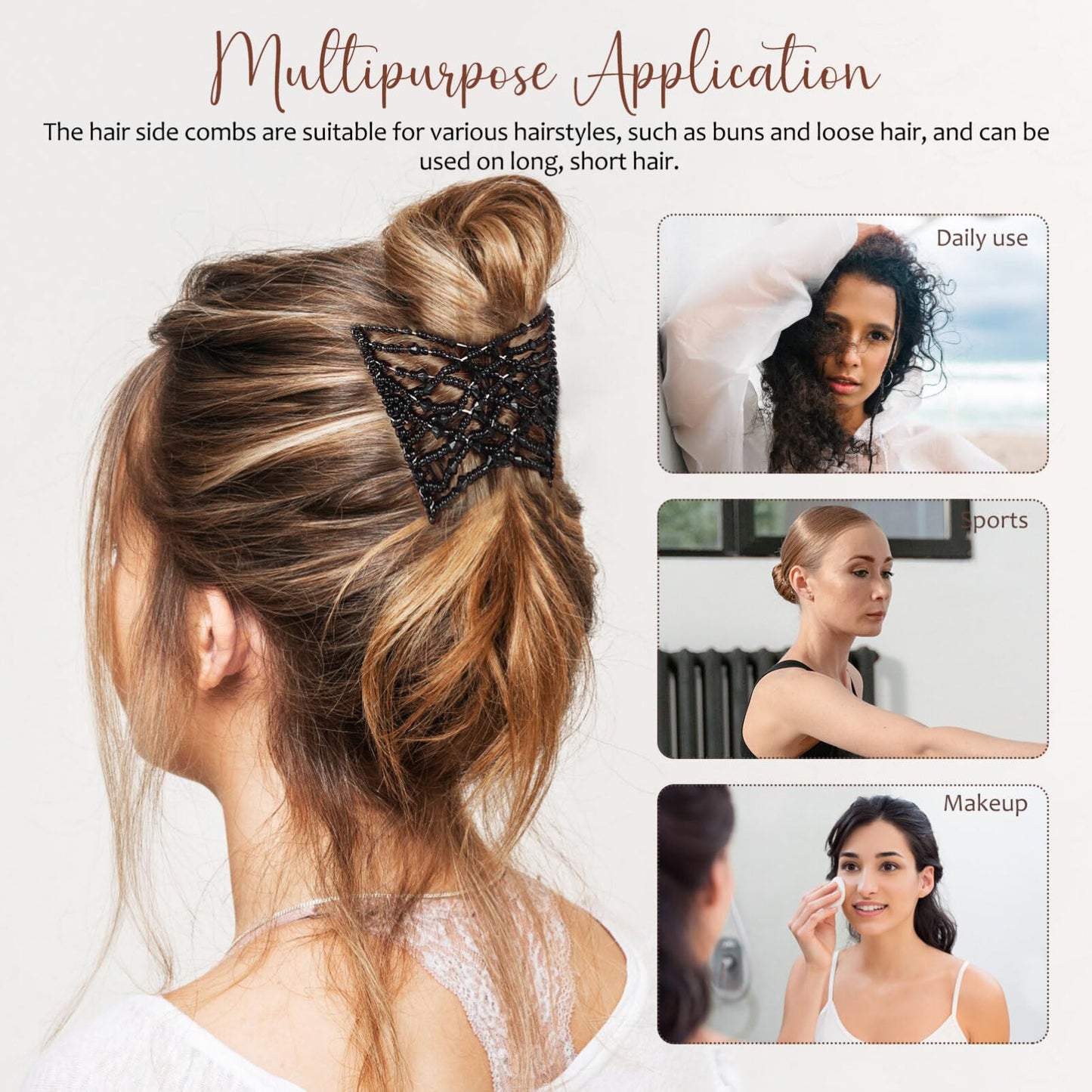 (Pack of 3) Creative Magic Hair Comb Elastic Rope Disc Clip Headwear Fashion For Women