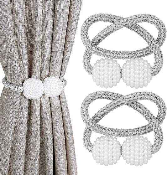 2 PCS Magnetic Pearl Curtain Buckle Tiebacks European Style Decorative Rings