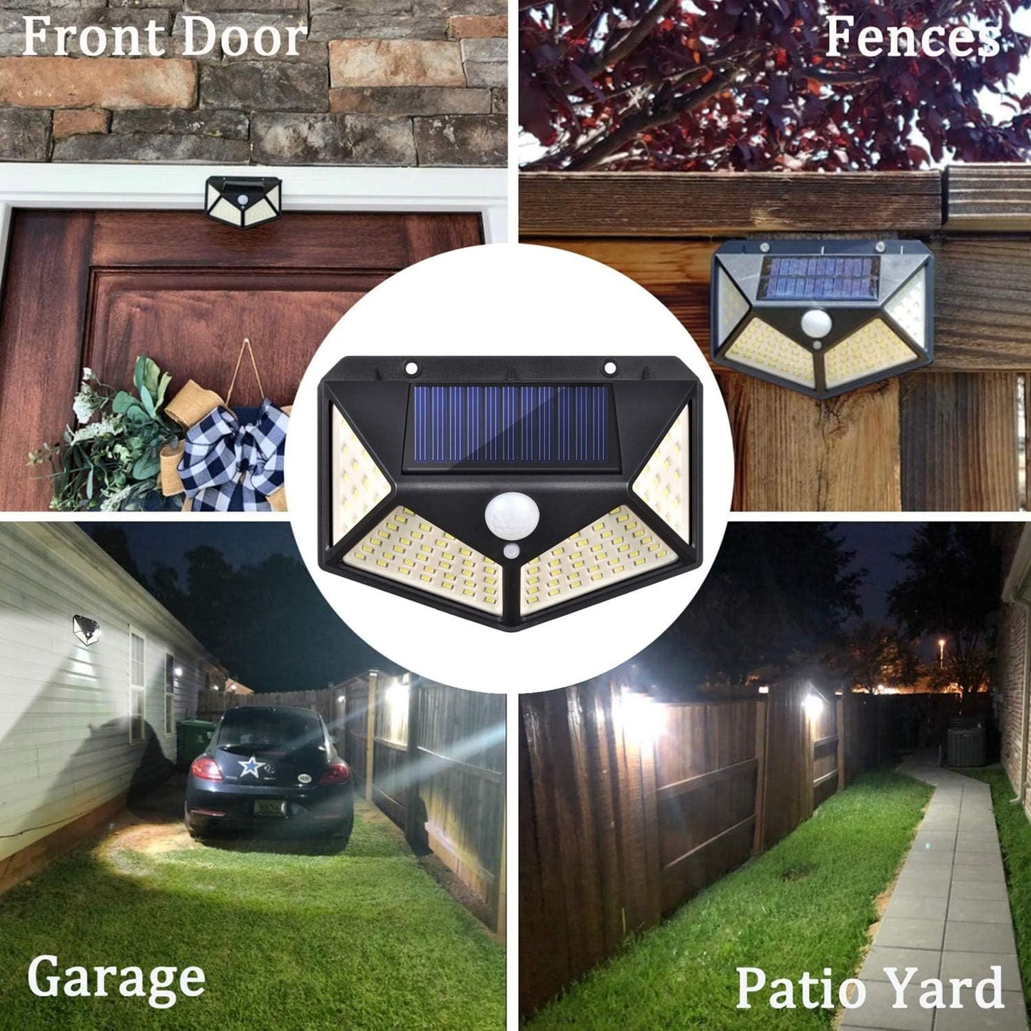 Buy 1 Get 1 Free Offer Solar Wall Light with 100 LEDs and Wireless Solar Motion Sensor Security Lights with 270° Wide Angle IP65 Waterproof and 3 Optional Mode for Garden Patio Yard Front Door Garage Porch