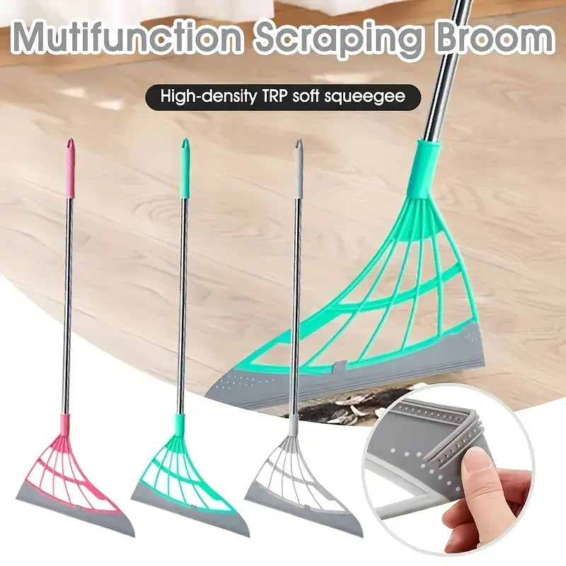 Plastic Silicone Wiper Broom Durable Floor and Glass Home Cleaning Tool with Long Handle