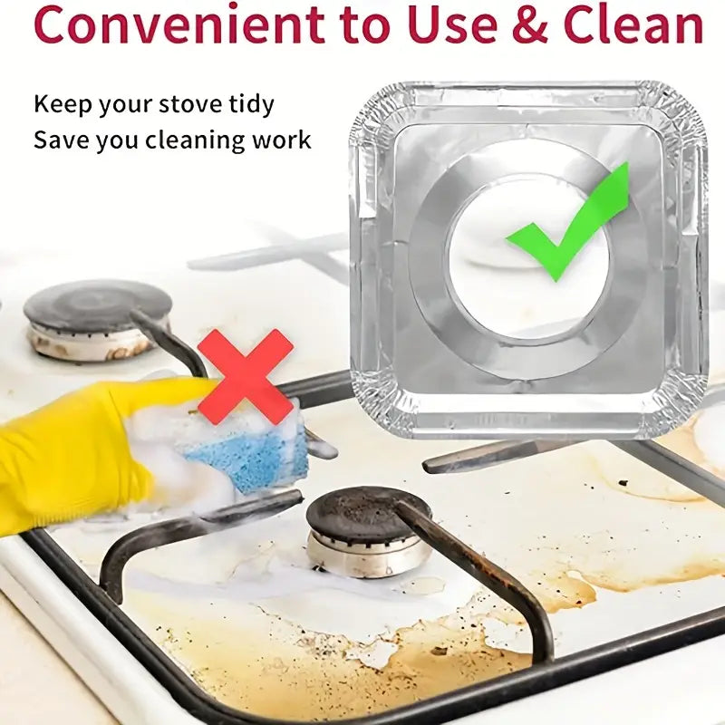 (Pack of 10) Disposable Oil Resistant and Heat Proof Aluminum Covers for Gas Stove Burners