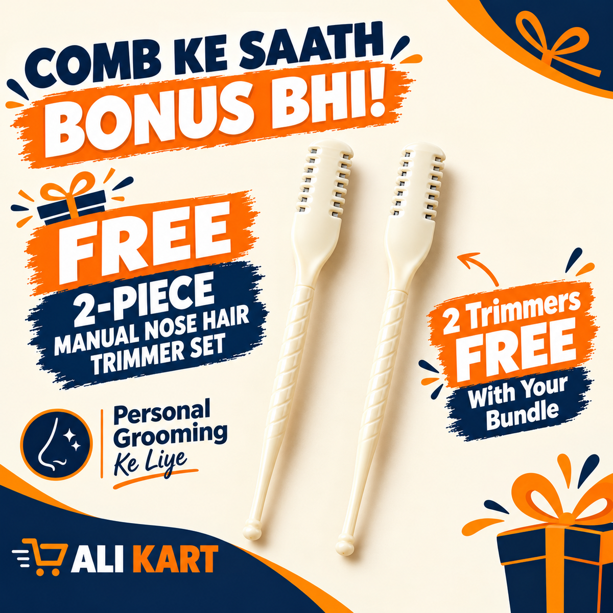 3-in-1 Scalp Oil Applicator & Massage Comb + FREE 2-Piece Nose Hair Trimmer Set