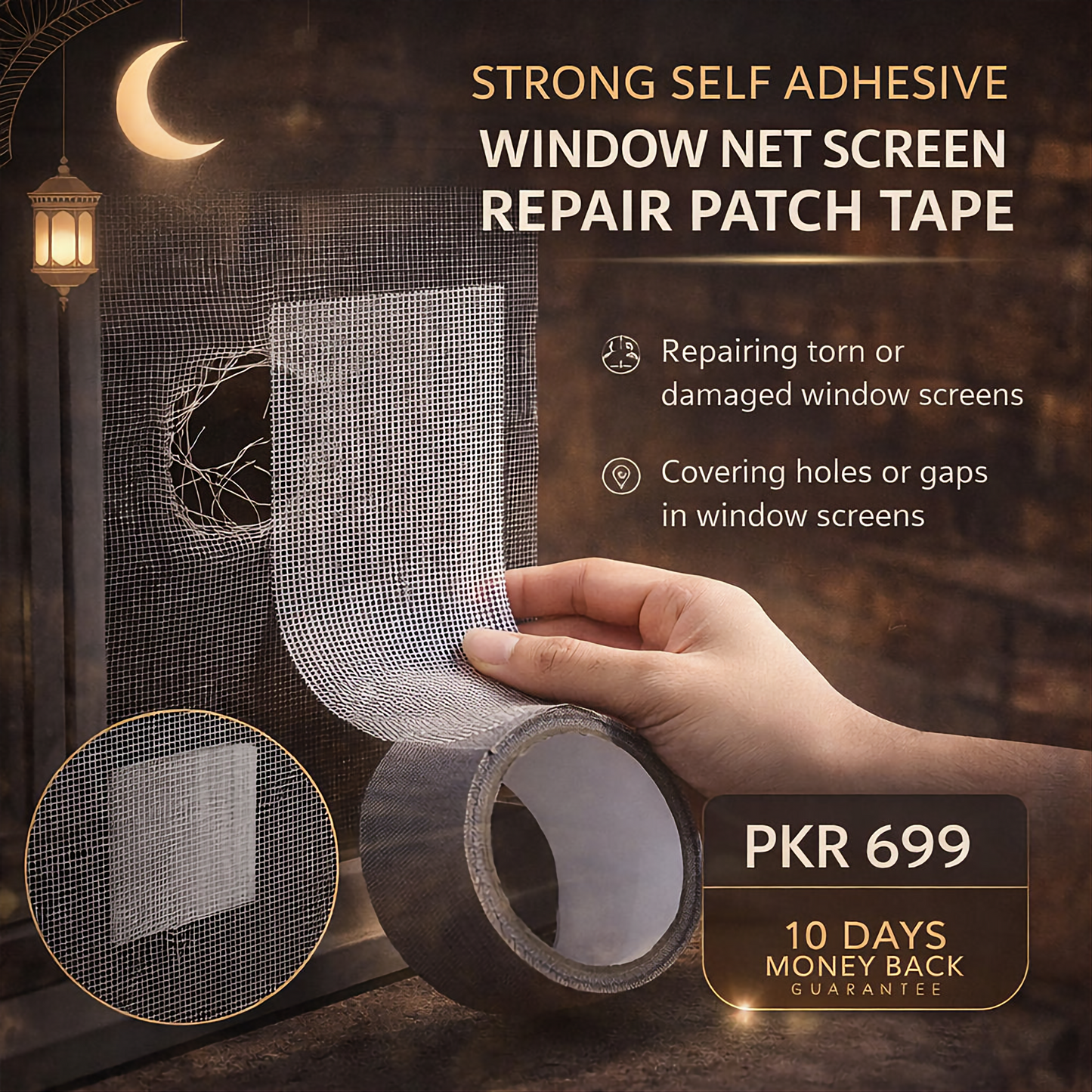 Strong Self Adhesive Window Net Screen Repair Patch Tape For Covering Up Holes Tears Anti Insect Mosquito Mesh