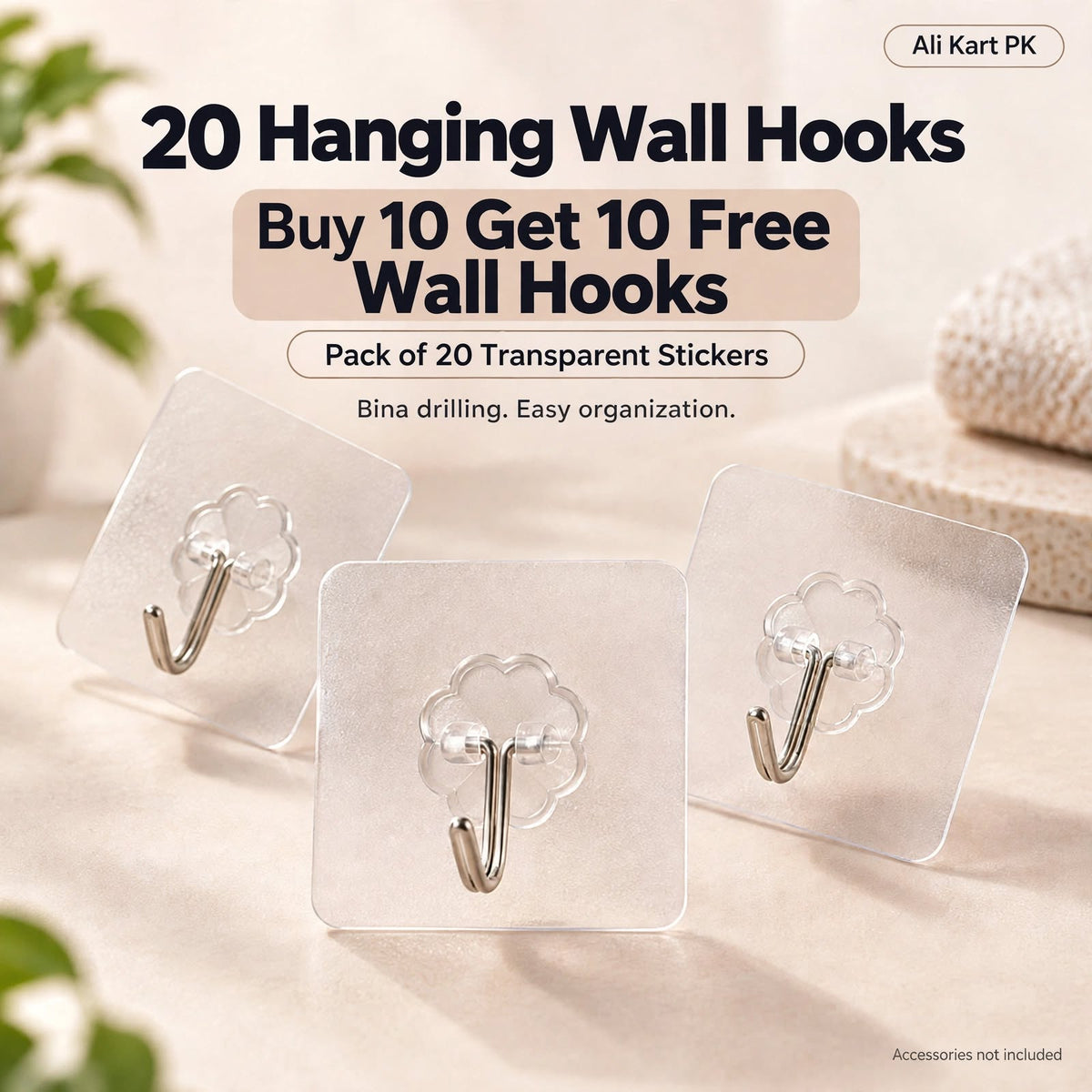 Buy 10 Get 10 Free Hanging Wall Hook Stickers