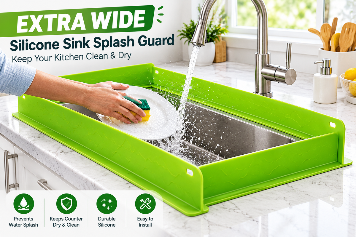 Kitchen Sink Splash Guard – Extra Wide Water Protection