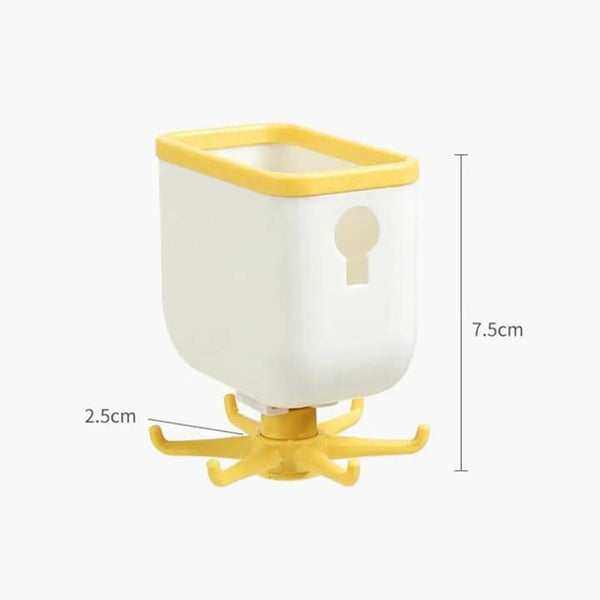 360 Degree Rotating Wall Mounted Self Adhesive Hanging Hook with Storage Box Organizer Holder For Kitchen Use