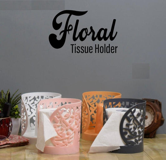 (Pack of 2) Plastic Flower Design Tissue Roll Paper Holder For Home and Outdoor Use