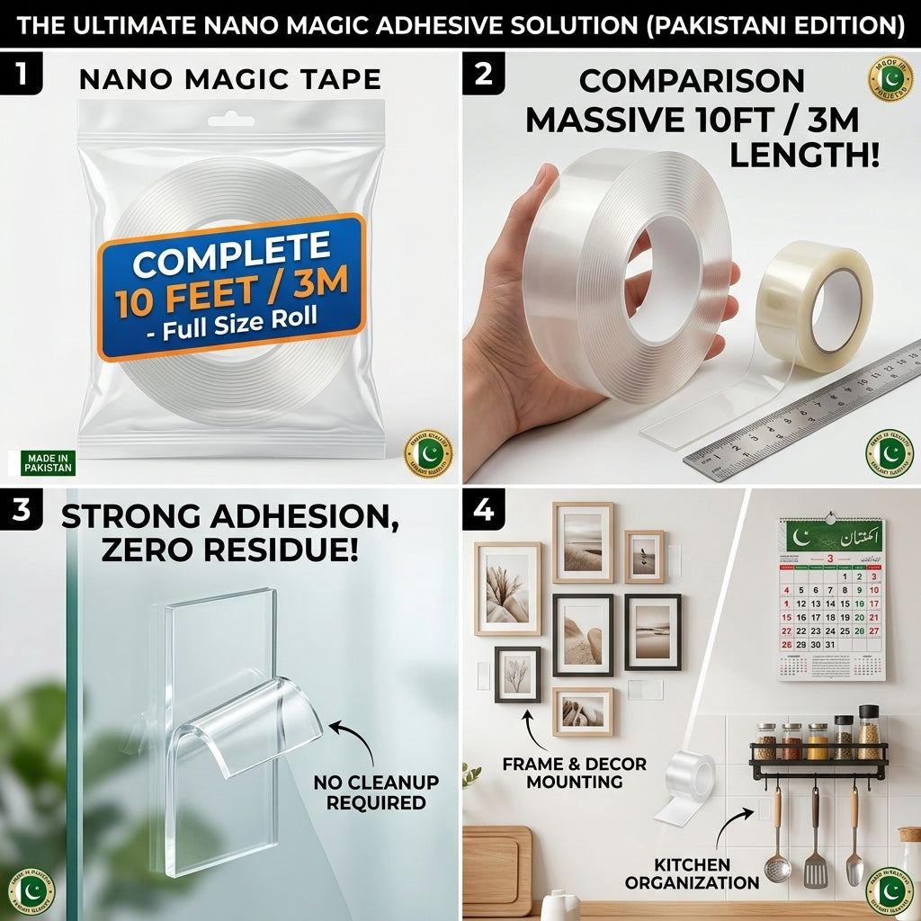 Double-Sided Nano Tape – Transparent, Waterproof & Reusable