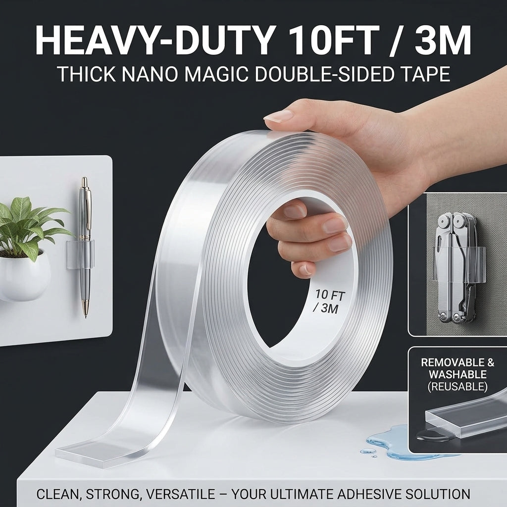 Double-Sided Nano Tape – Transparent, Waterproof & Reusable