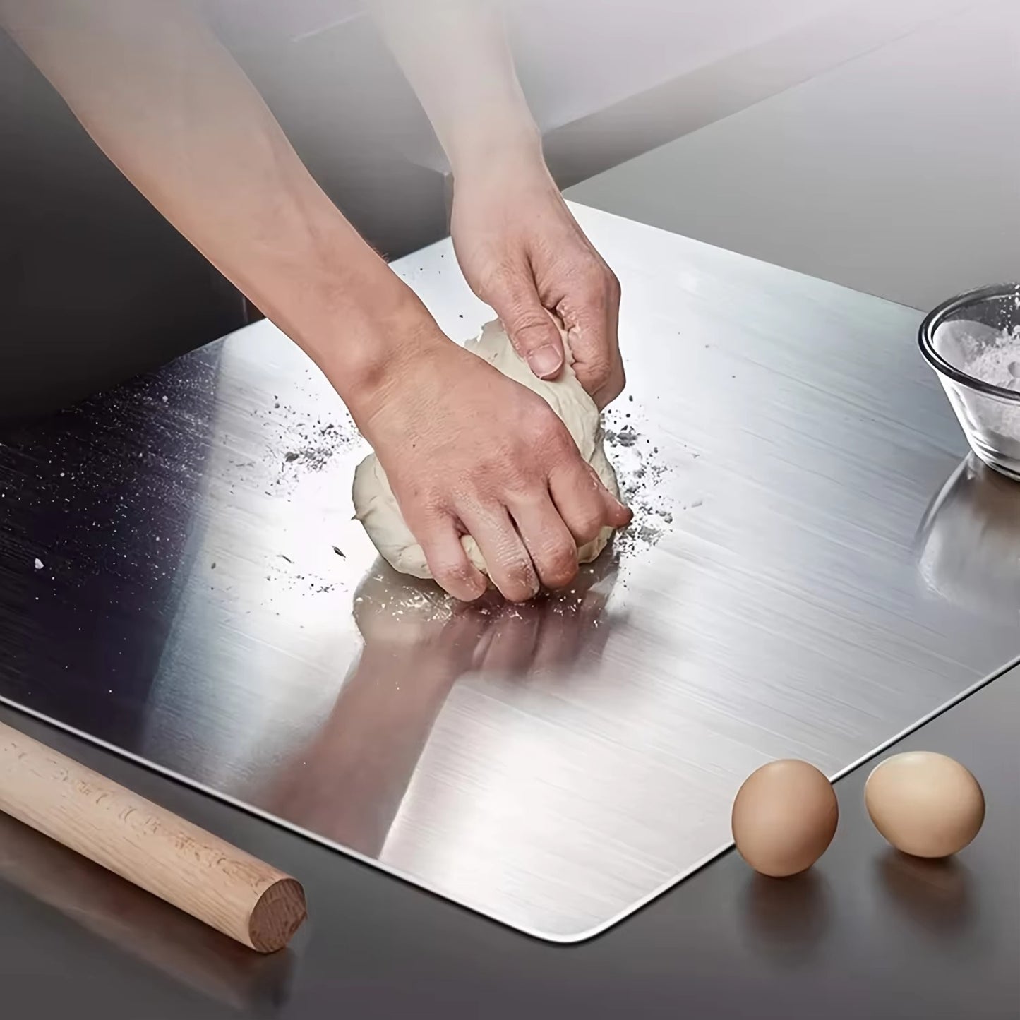 🥇Premium Stainless Steel Chopping Board - Large, Easy Clean, Multipurpose Kitchen Cutting Surface for Fruits, Vegetables & More