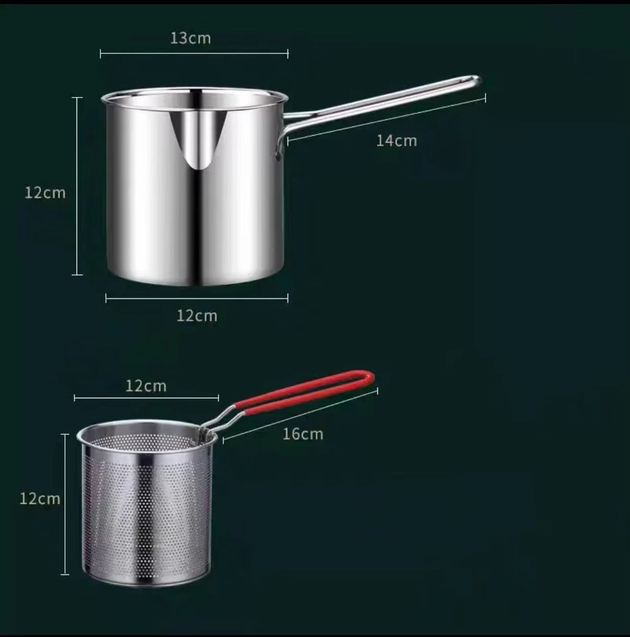 Stainless Steel Deep Fryer with Frying Basket Multifunction Small Pot Kitchen Specific Frying Chicken and Other Cooking Tool