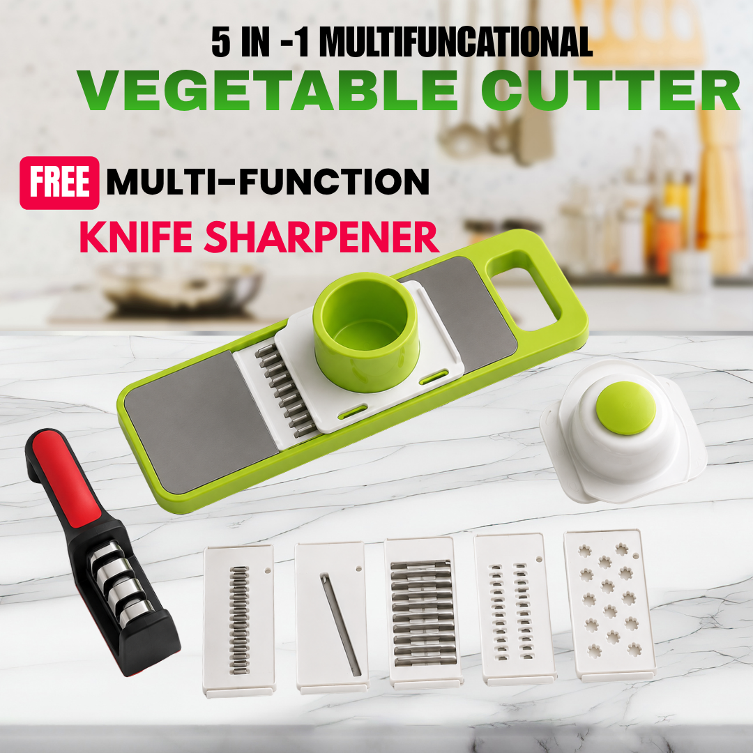 5-in-1 Vegetable Cutter & Slicer with Free Knife Sharpener