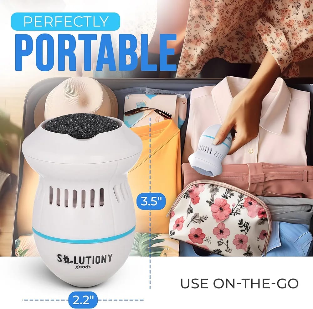 Portable USB Rechargeable Electric Callus Remover for Feet with Built in Vacuum Removes Dead Skin from Foot