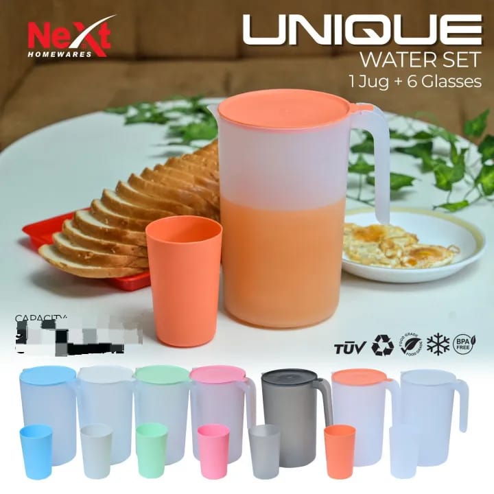 Next Plastic Unique Jug with 6 Glasses