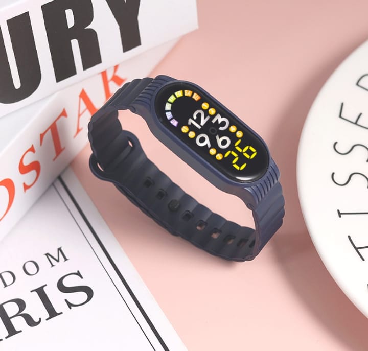 (Pack of 2) Waterproof Electronic Silicone Strap LED Display Smart Outdoor Sports Clock Wristwatch For Children Men and Women