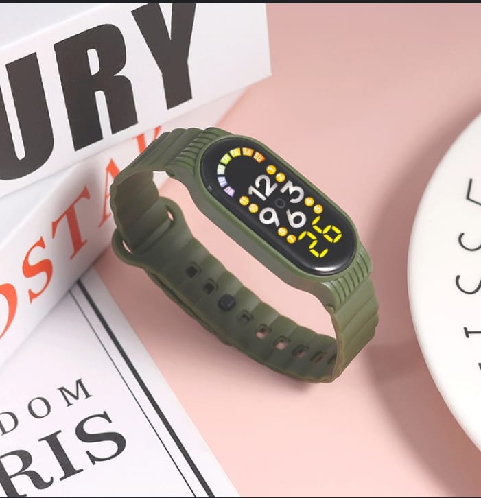 (Pack of 2) Waterproof Electronic Silicone Strap LED Display Smart Outdoor Sports Clock Wristwatch For Children Men and Women