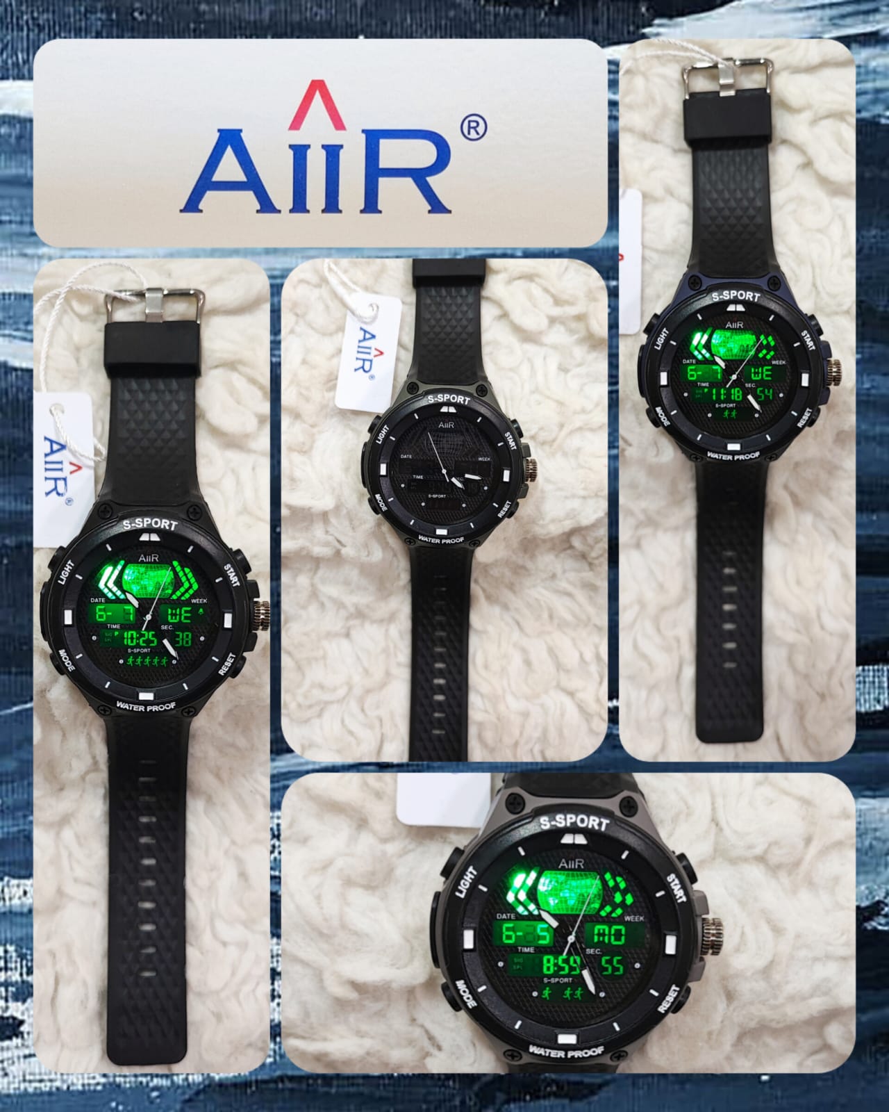 AIIR S Sports Waterproof Dual Time Clock Dial Digital and Analog Wristwatch For Men