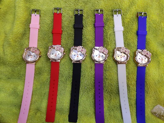 Beautiful Hello Kitty A86 Cartoon Cat Shaped Clock Dial Analog Wristwatch For Women