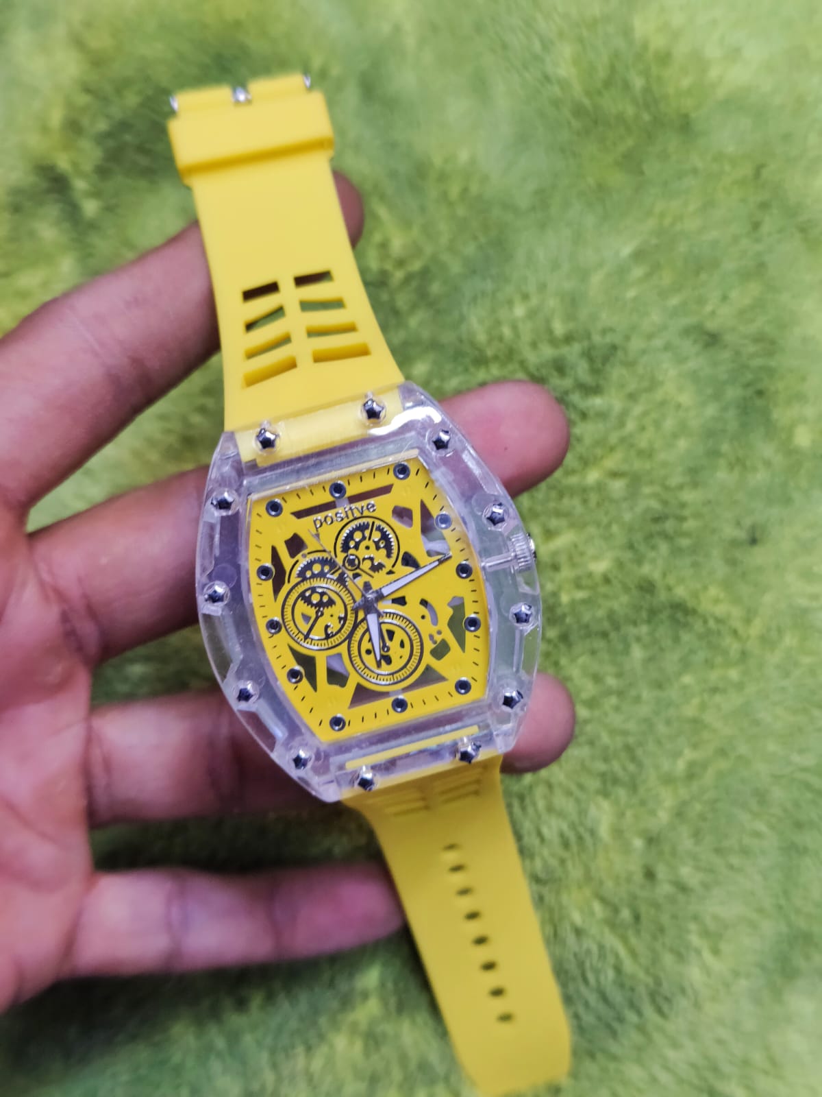 (Pack of 2) Positive Sports Wear Rectangle Shaped Clock Dial Analog Wristwatch For Kids and Men