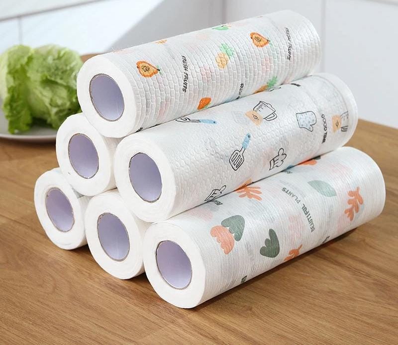 (Pack of 2) Washable Lazy Rag Kitchen Towel Wet And Dry Household Chores Degreasing Disposable Paper Roll for Kitchen