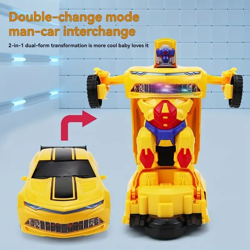 Multifunctional Automatic Car Transforming Robot Toy with Lights and Music For Kids with Box