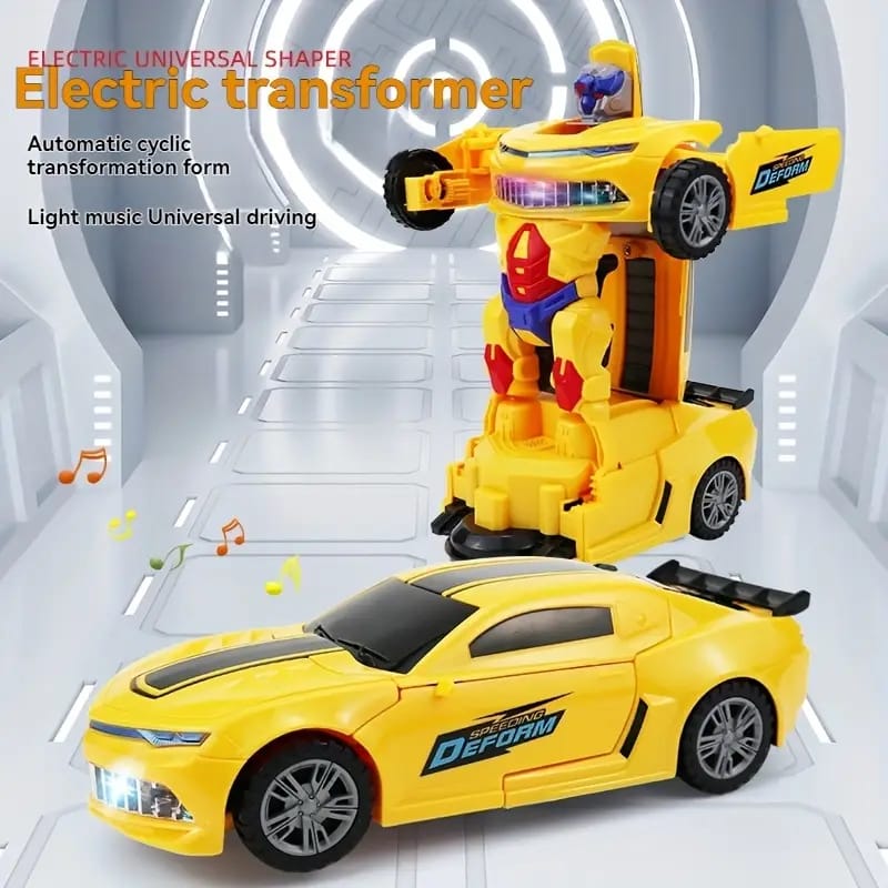 Multifunctional Automatic Car Transforming Robot Toy with Lights and Music For Kids with Box