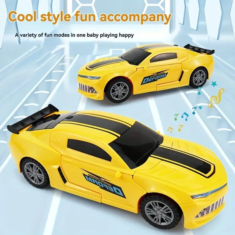 Multifunctional Automatic Car Transforming Robot Toy with Lights and Music For Kids with Box