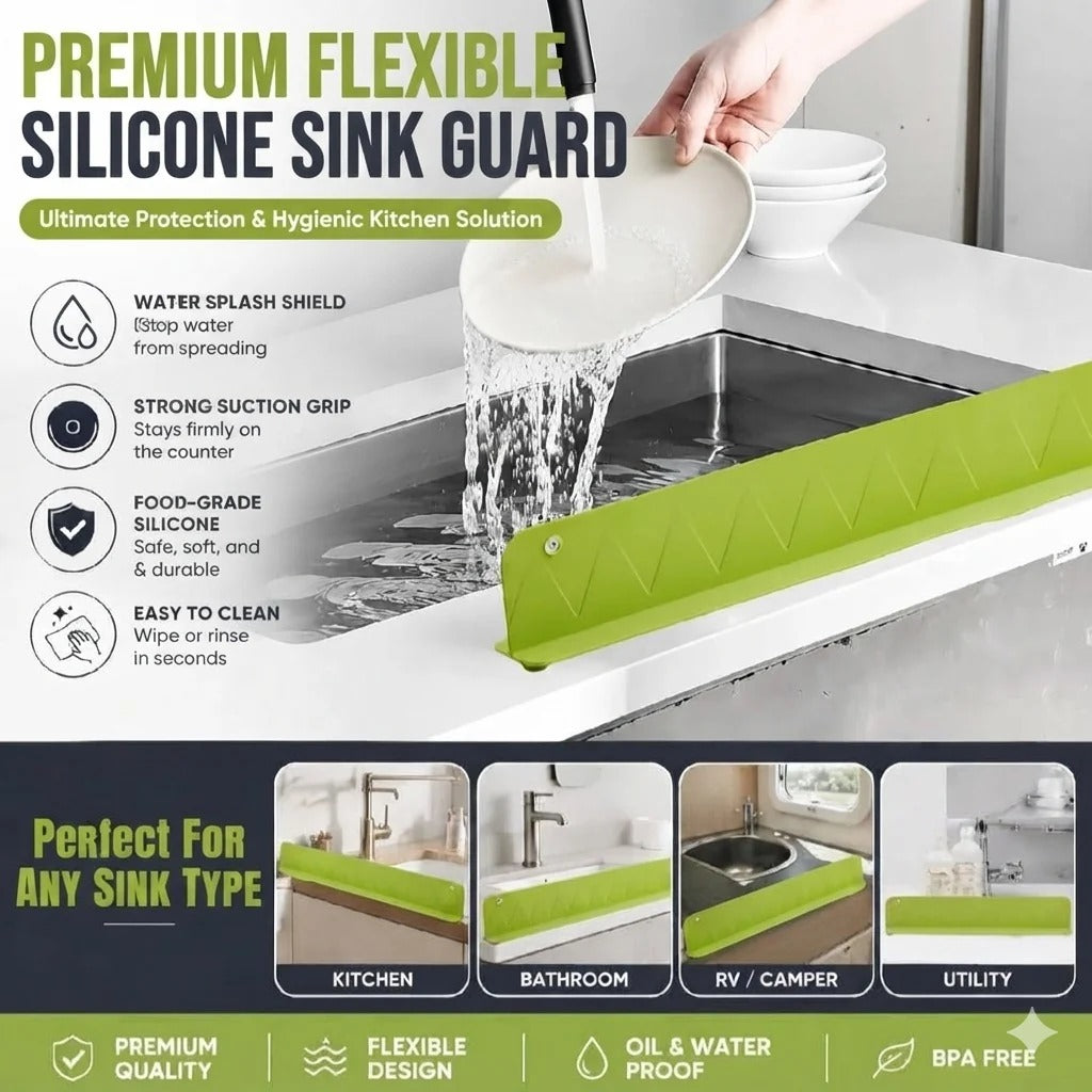 Kitchen Sink Splash Guard – Extra Wide Water Protection