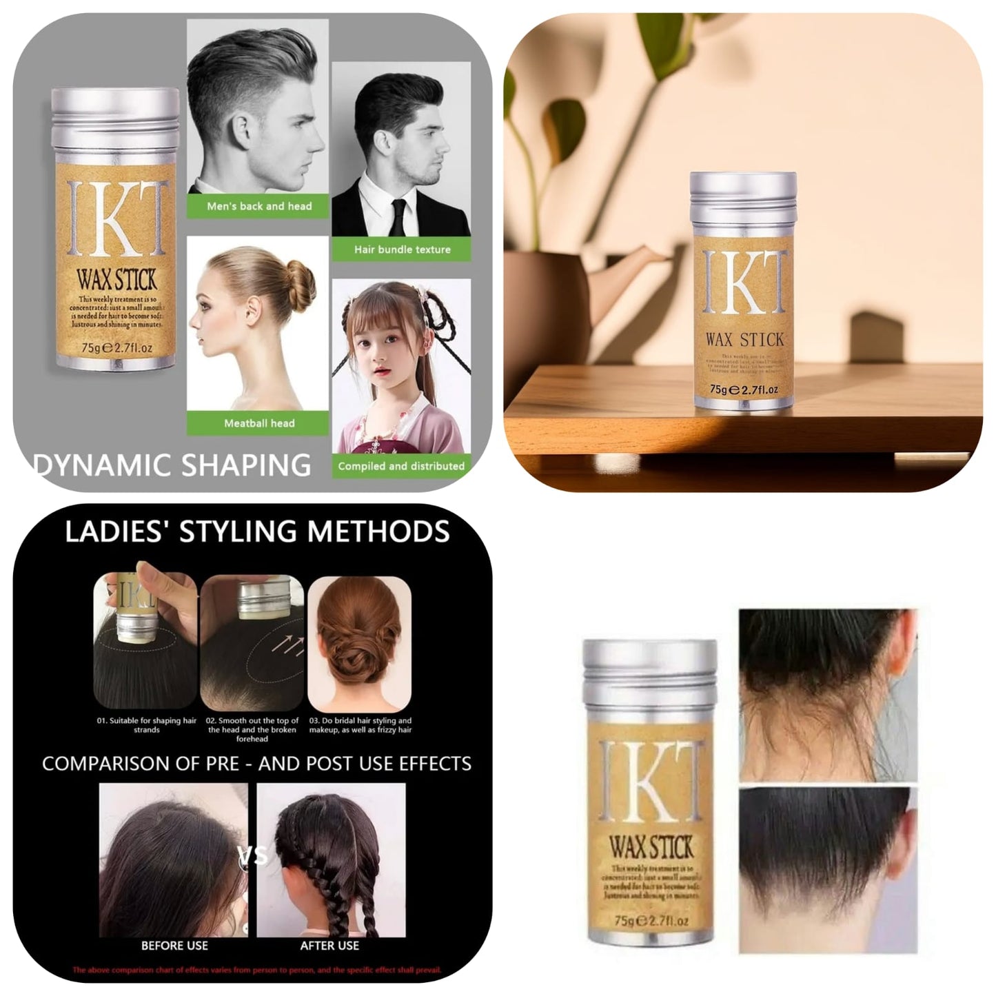 IKT Hair Wax Stick 75g For Men and Women Hair Styling