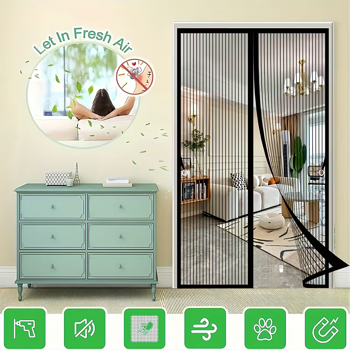 Buy 1 Get 1 FREE Mesh Repair Tape Magic Mesh Deluxe Hands-Free Magnetic Screen Door – Keeps Bugs Out |