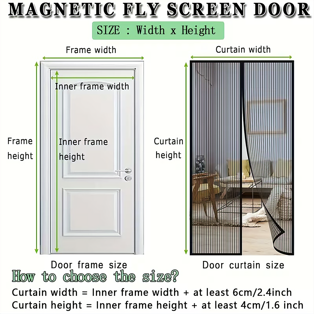 Buy 1 Get 1 FREE Mesh Repair Tape Magic Mesh Deluxe Hands-Free Magnetic Screen Door – Keeps Bugs Out |