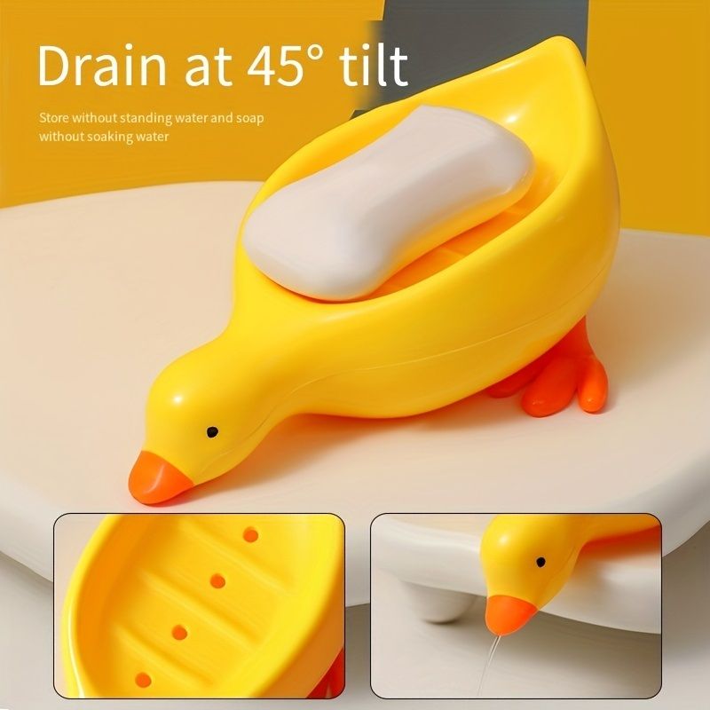 (Pack of 2) Adorable Soap Holder Dish Self Draining Water Resistant Duck Tray For Sink and Bathroom Countertop Accessories