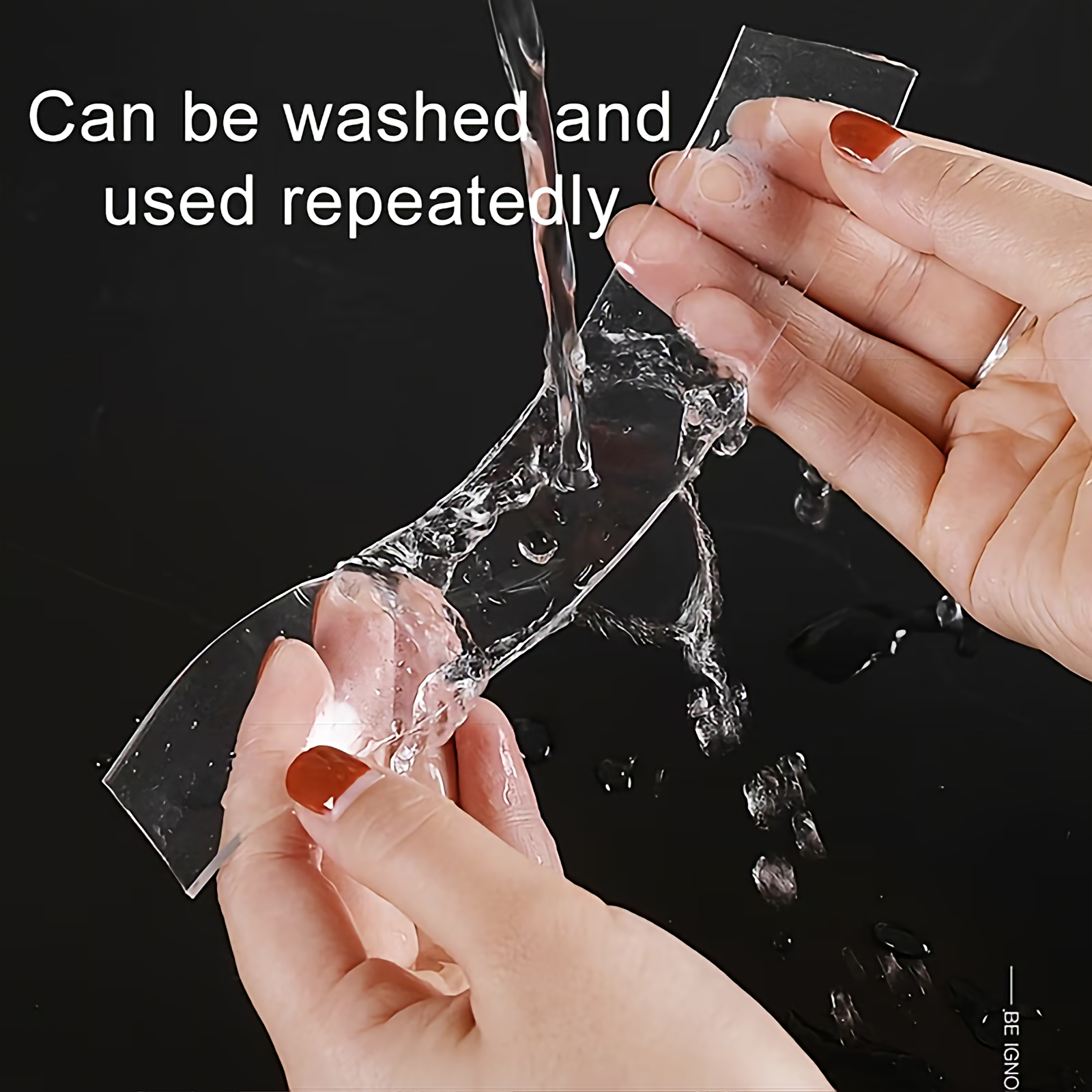 Nano Magic Tape Being Washed with Water – Reusable Washable Clear Double-Sided Adhesive Tape