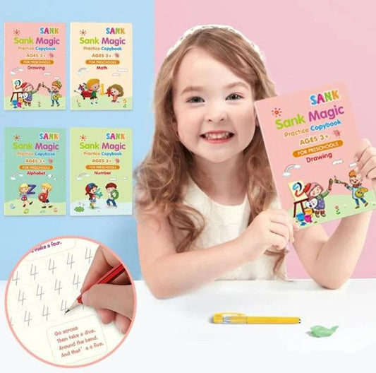 Kids Reusable Practice Book (4 Books + 1 Pen + 1 Grip & 08 Refills) Rs 999