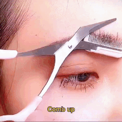 (Pack of 2) Stainless Steel Eyebrow Trimmer Scissors with Built in Comb