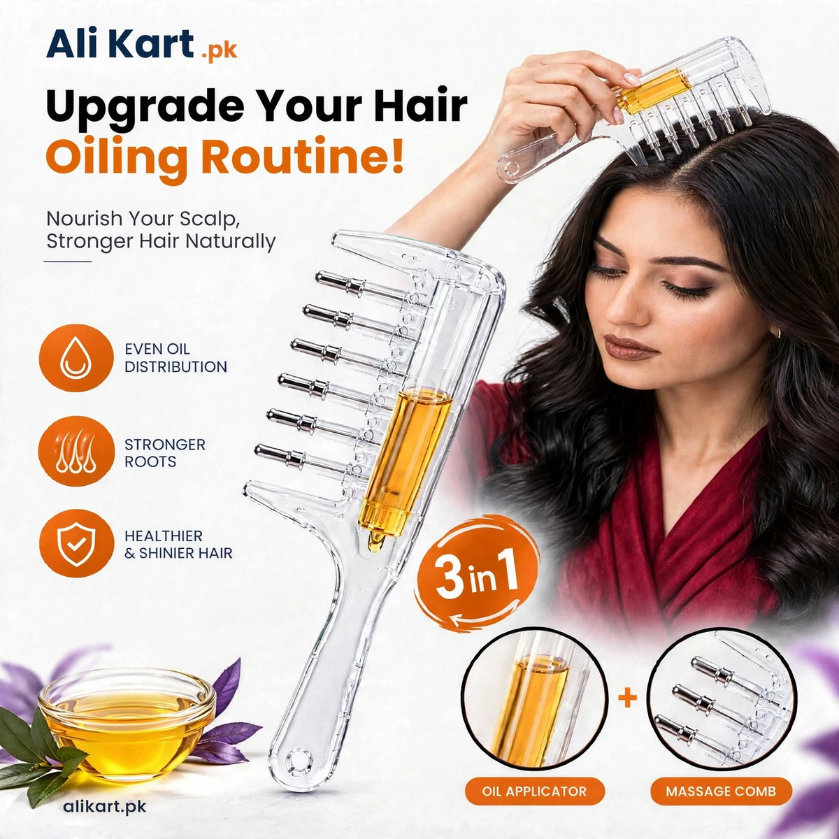 3-in-1 Scalp Oil Applicator & Massage Comb