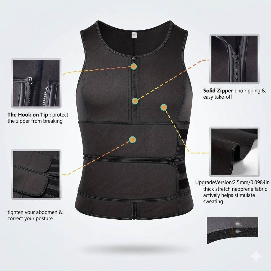 Men’s Double Belt Body Shaper Sweat Vest