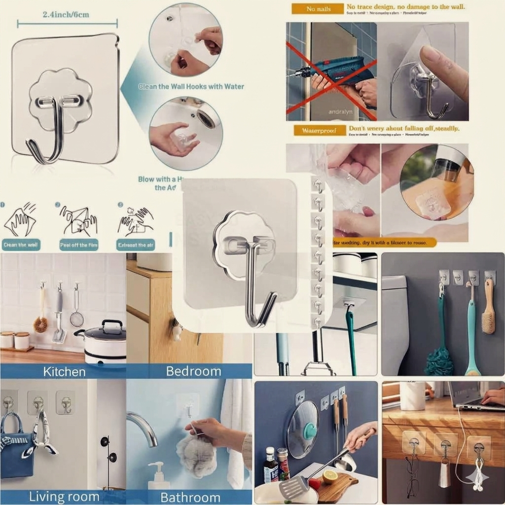 Nano Magic Tape 9M + 5 Free Wall Hooks Bundle | Pakistan