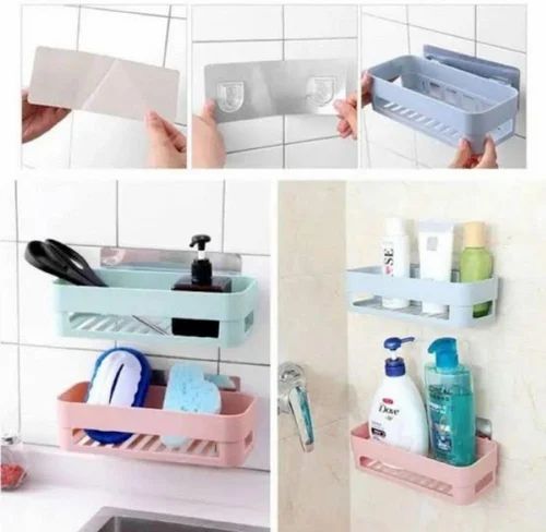 (Pack of 3) Multipurpose Bathroom and Kitchen Shelf Wall Holder Storage Rack