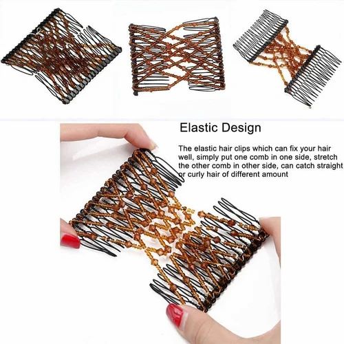 (Pack of 3) Creative Magic Hair Comb Elastic Rope Disc Clip Headwear Fashion For Women