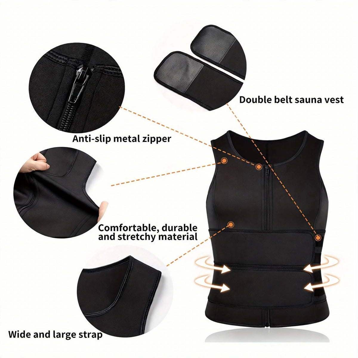 Men’s Double Belt Body Shaper Sweat Vest