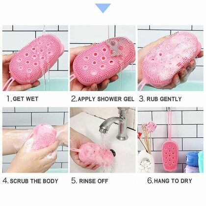 Silicone Body Scrubber Shower Exfoliating Sponge Bubble Bath Brush Massager Skin Cleaner with Box For Home and Outdoor Use