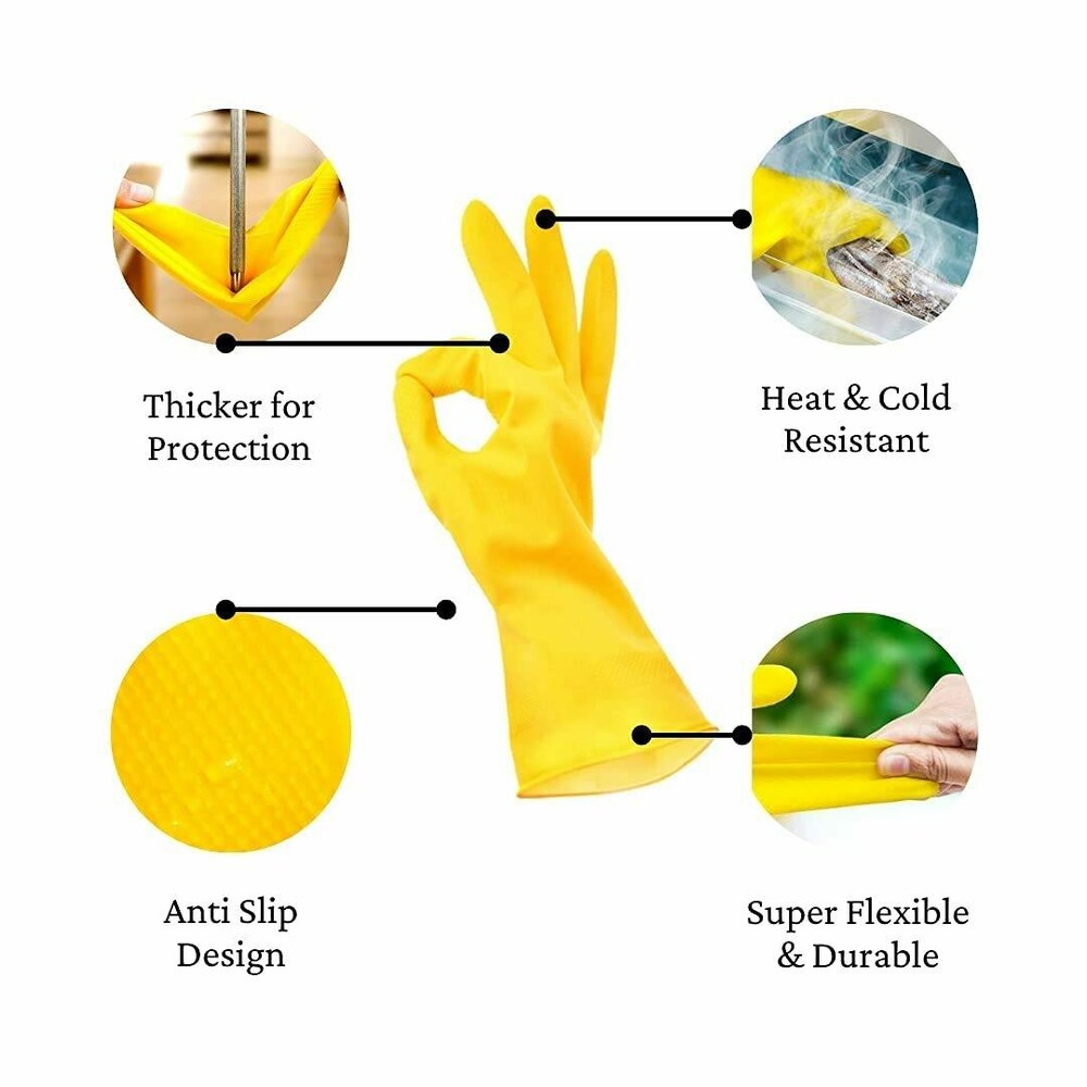 Pack Of 4 Cleaning Gloves Kitchen Reusable Dish Washing PVC and Anti-slip Gloves Rs 899 (2 Pairs)