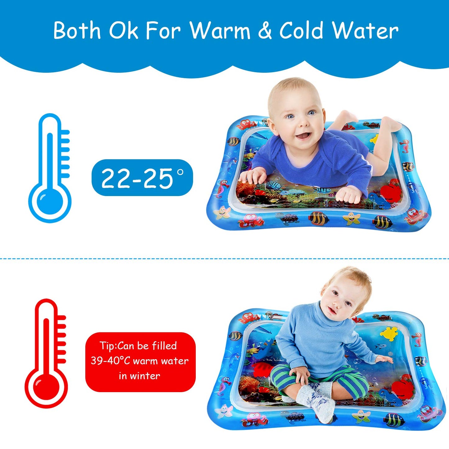 Inflatable Tummy Time Water Mat for Baby Water Play and Splashing fun